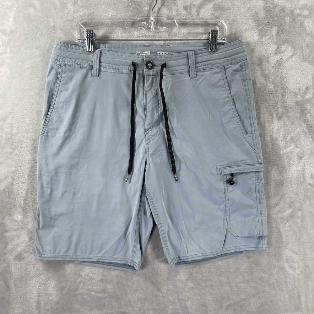 Pelagic Shorts men's 34 Traverse Fishing Hybrid Cargo Zip Pocket 9" Inseam Swim